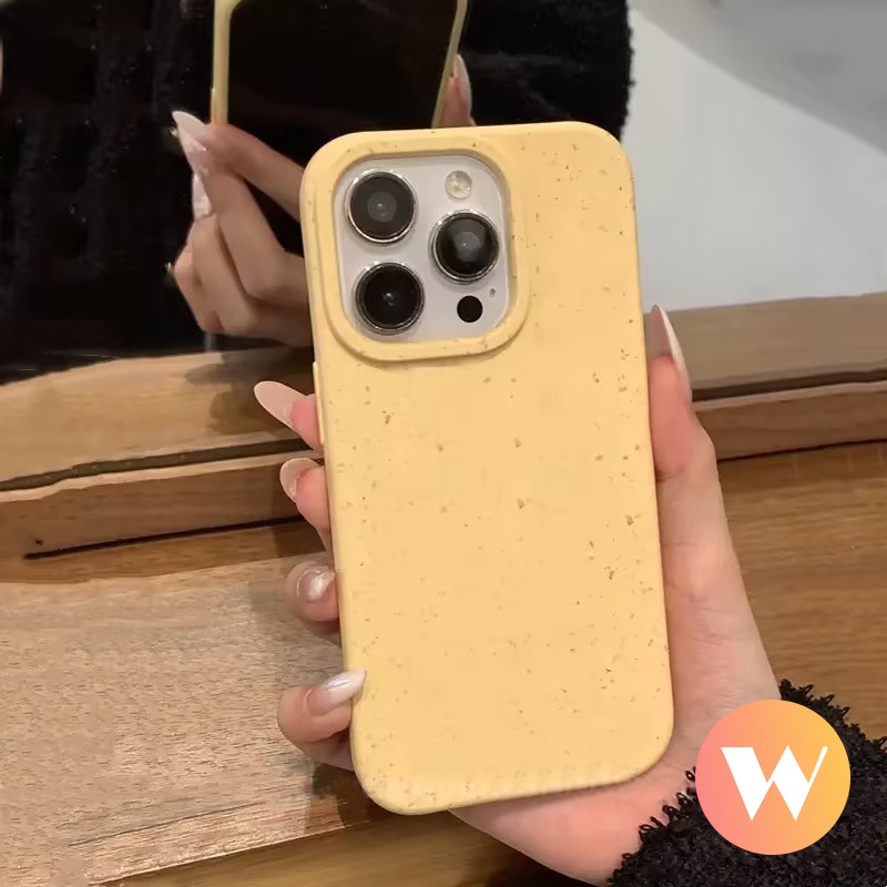 Ins Luxury Straw Texture Phone Case Compatible for IPhone 7Plus 11 13 12 14 Pro Max X XS MAX 7 6 8 6S Plus SE 2020 11 Pro Max XR Creative Degradable Soft Simple Solid Color Cover