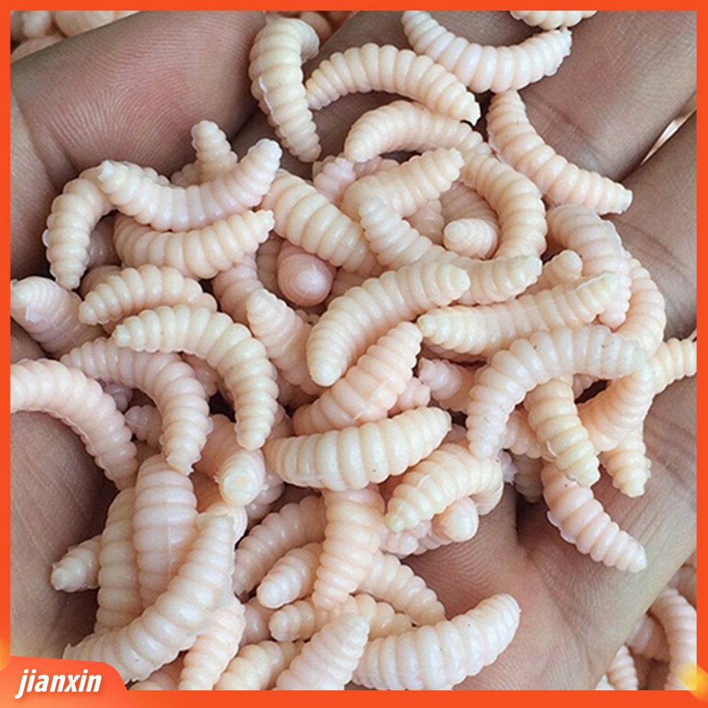 (In Stock) 50pcs Cacing Makan Silikon Lembut Maggot Grub Worm Umpan Pancing Umpan Tackle