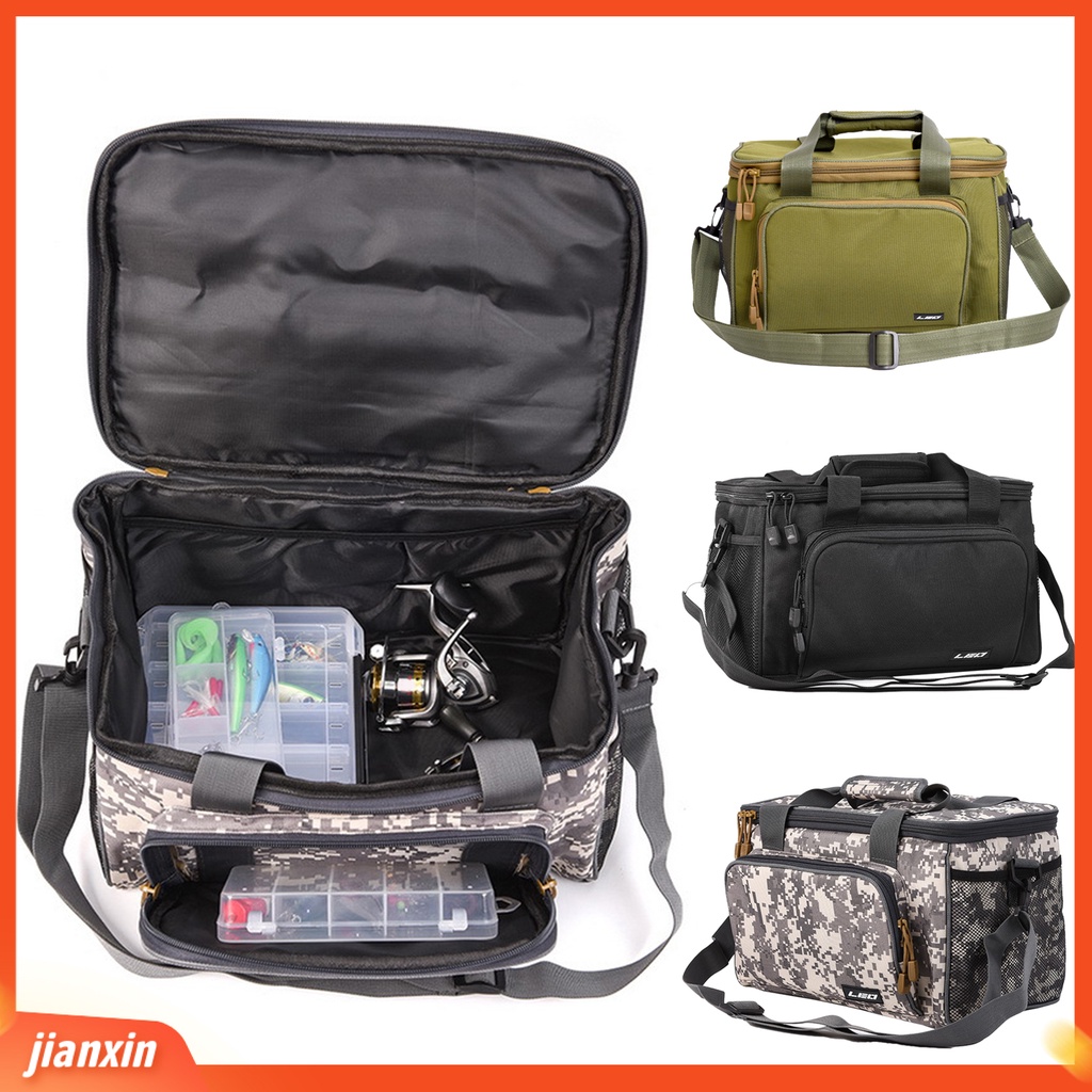 (In Stock) Fishing Tackle Bag Square Multi-Saku Resleting Halus Tali Bahu Yang Dapat Disesuaikan Portabel Kapasitas Besar 600D Kanvas Alat Pancing Hard Lure Storage Bag Untuk Outdoor