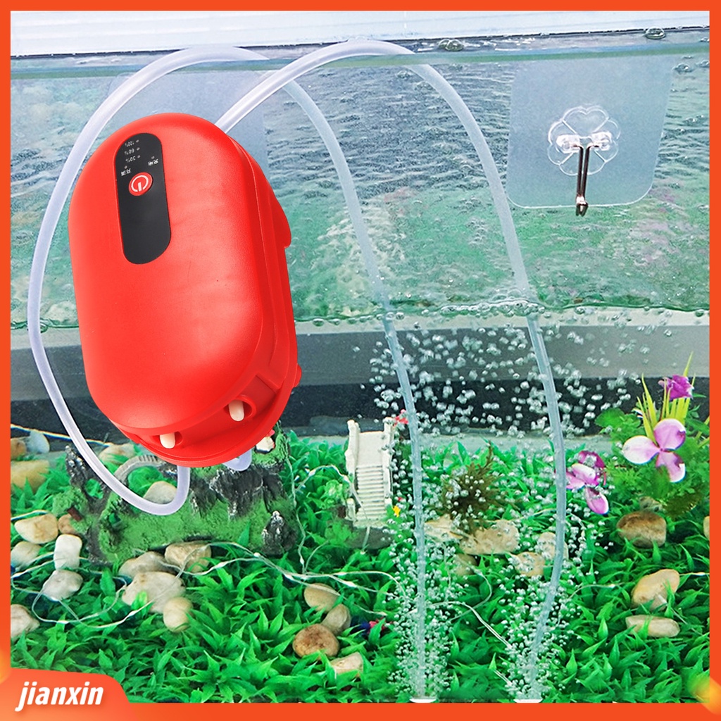 (In Stock) Pompa Udara Oksigen USB Charging Portable Ultra Tenang Dengan Batu Udara Daya Tinggi Penambahan Oksigen Mini Dual Outlet Aquarium Fish Tank Aerator Untuk Outdoor