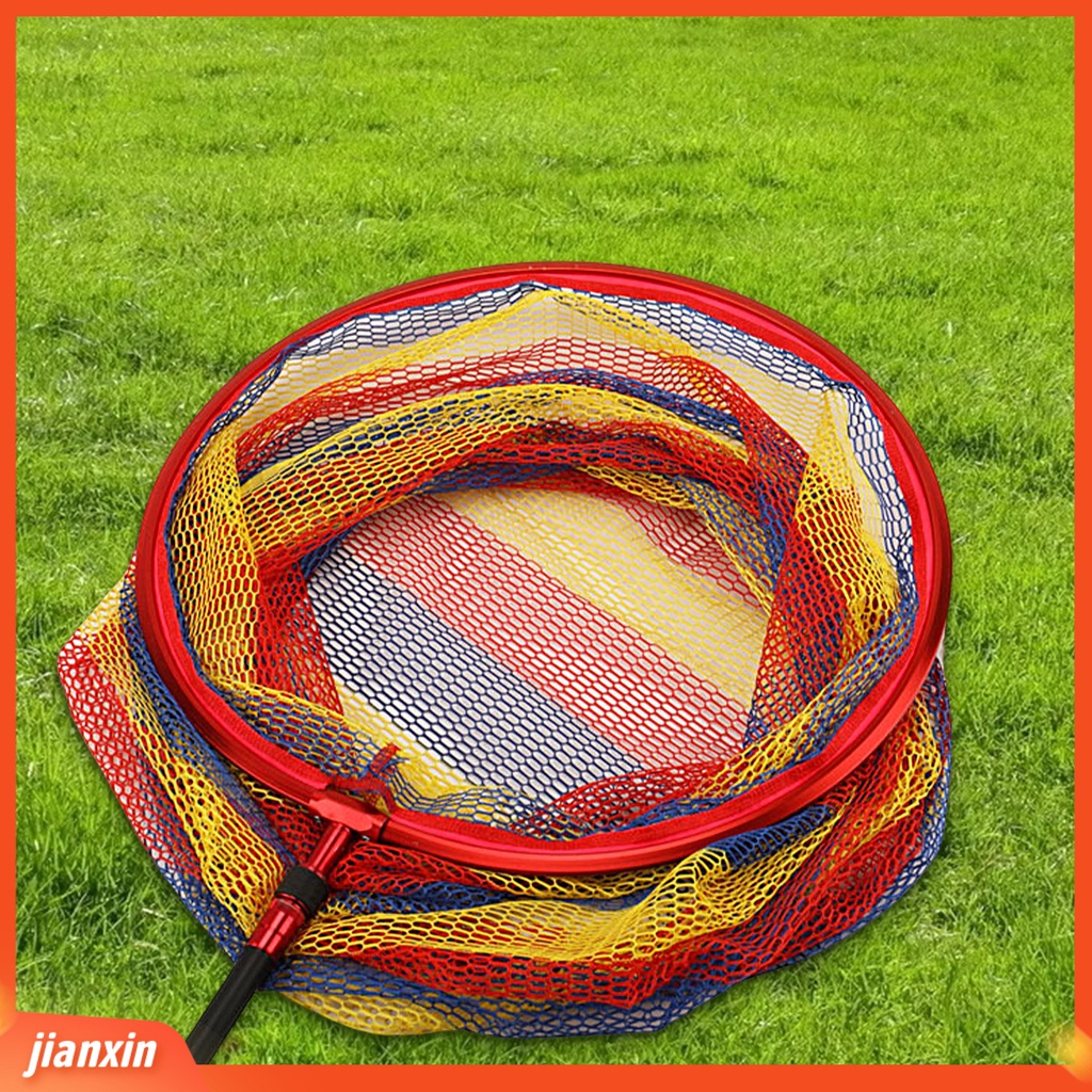 (In Stock) Jaring Pendaratan Pancing Lipat Aman Menangkap Paduan Aluminium Kedalaman 50 cm Jala Warna-Warni Jaring Ikan Peralatan Memancing