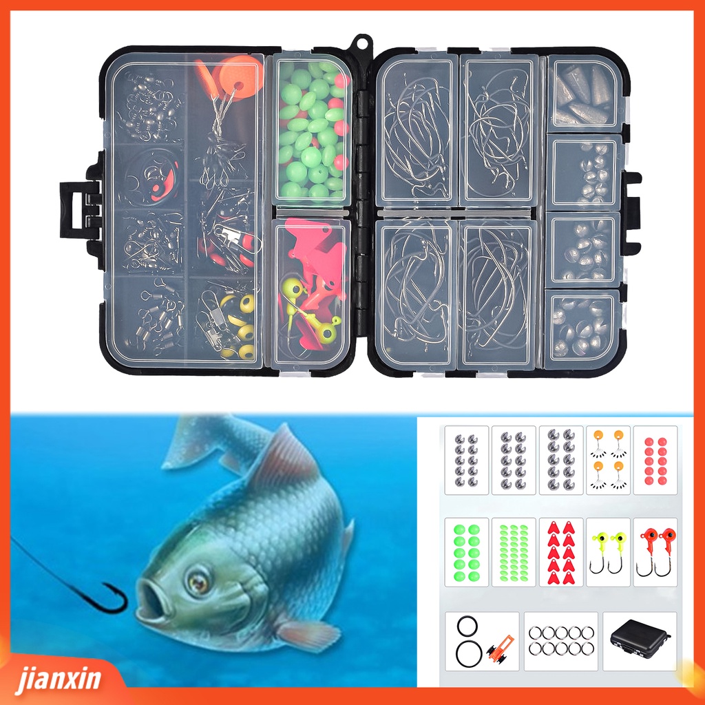 (In Stock) 205Pcs Set Aksesoris Memancing Tahan Air Multifungsi Kait Logam Umpan Jig Putar Fishing Tackle Kit Untuk Angling