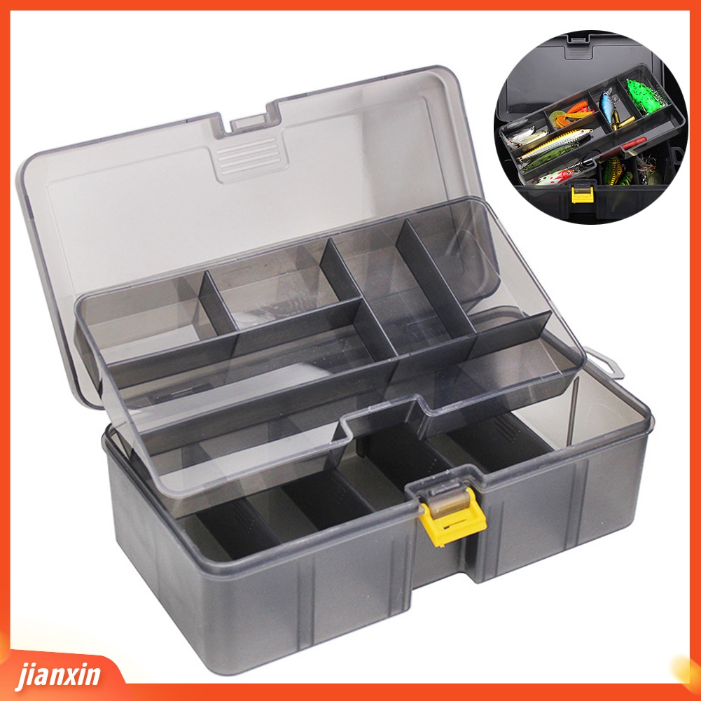 (In Stock) Plastik Tahan Air Double Layer Fishing Tackle Lures Kail Umpan Kotak Tempat Penyimpanan