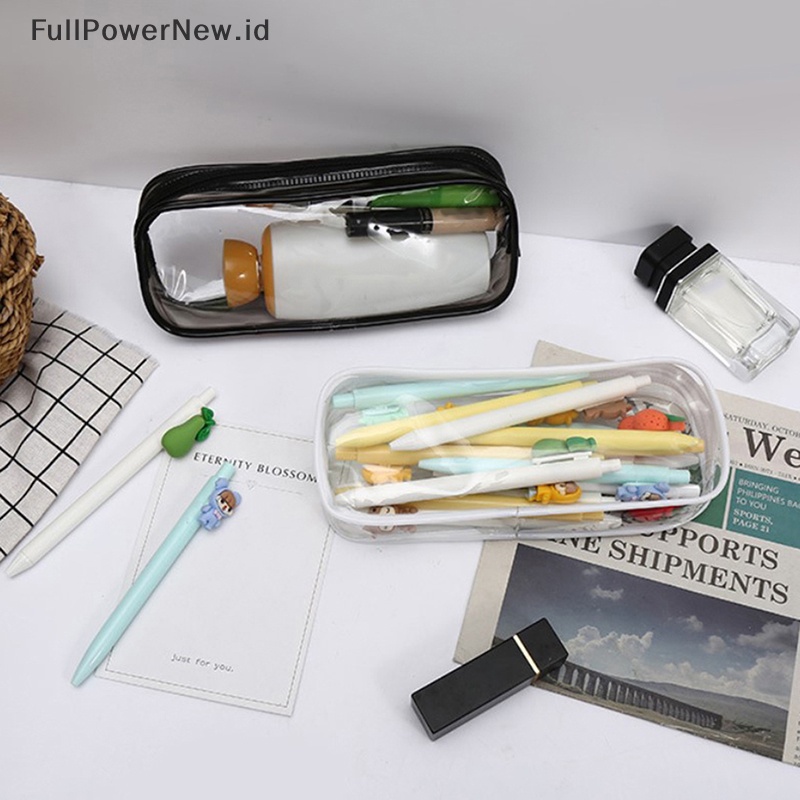 Power 1Pc Sikat PVC Pelajar Pensil Case Pouch Wanita Tas Kosmetik Makeup Zipper Bag ID