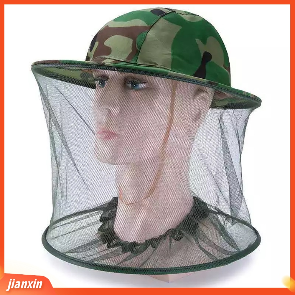 (In Stock) Unisex Camo Mosquito Bee Proof Net Mesh Head Pelindung Wajah Topi Pancing