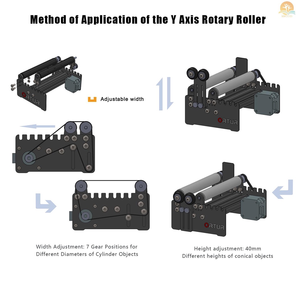 In Stock Y-aixs Rotary Roller Otomatis Untuk Ortur Mesin Laser Grafir Ortur 3D Printer Laser Master/ Laser Master2