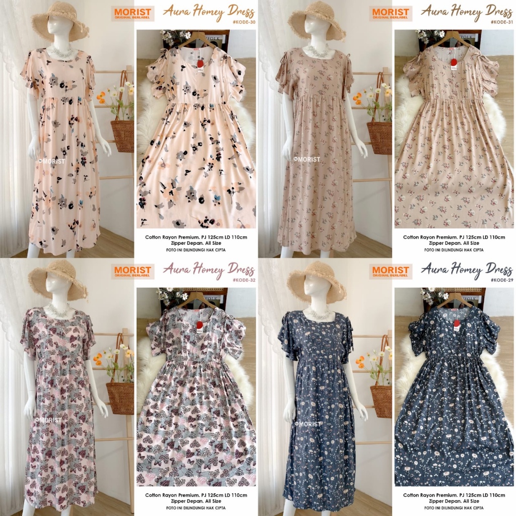 Aura Homey Dress (29-32) ORI MORIST | Ld110 Cotton Rayon Premium