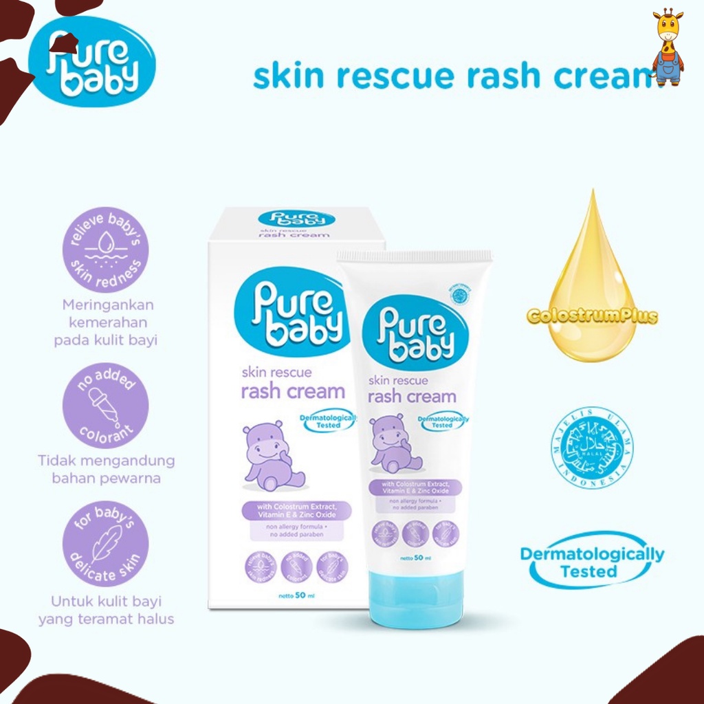 Pure Baby Skin Rescue Rash Cream 50ml - Krim Bayi Anti Ruam, Kemerahan dan Iritasi