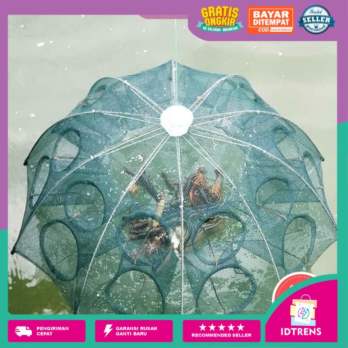 Bubu Lipat Perangkap Jaring Jala Ikan Udang Payung Automatis lubang 6 8 10 12 16 20