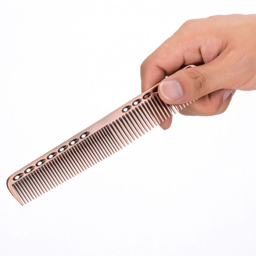 MXBEAUTY Pro Sisir Penata Rambut, Sisir Pemotong Rambut Bahan Metal Tahan Lama, Alat Styling Rambut Sikat Rambut Anti-Statis Anti-slip Golden Dying Untuk Barber