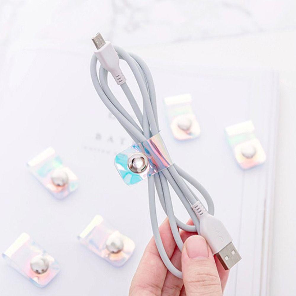 LANFY 10pcs Tali Pengikat Kabel, Pengikat Kabel Laser PVC, Kawat Kabel Telepon Multifungsi Reusable Winder Wrap Cable Buckle Straps Untuk Kantor Sekolah