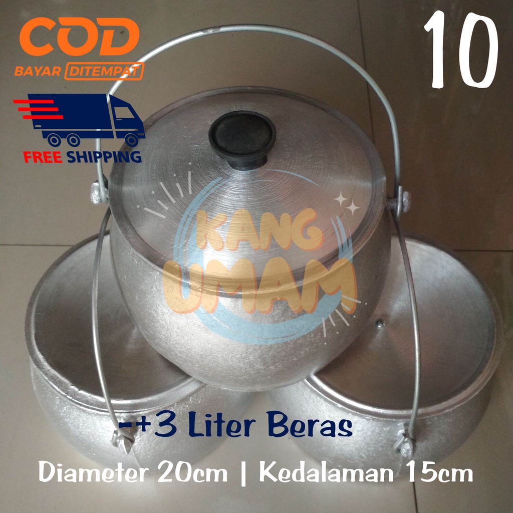 Panci Kastrol Nasi Liwet No.10 Kastrol liwet s.d 3 Liter Beras Bahan Alumunium Cor Kuat dan Anti Pec