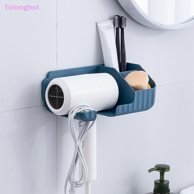 Tolonghot&gt; Hands Free Tempat Pengering Rambut Kotak Penyimpanan Curling Rak Besi Untuk Organizer Kamar Mandi Rak Penyimpanan Aksesoris Kamar Mandi Set Rumah Sumur