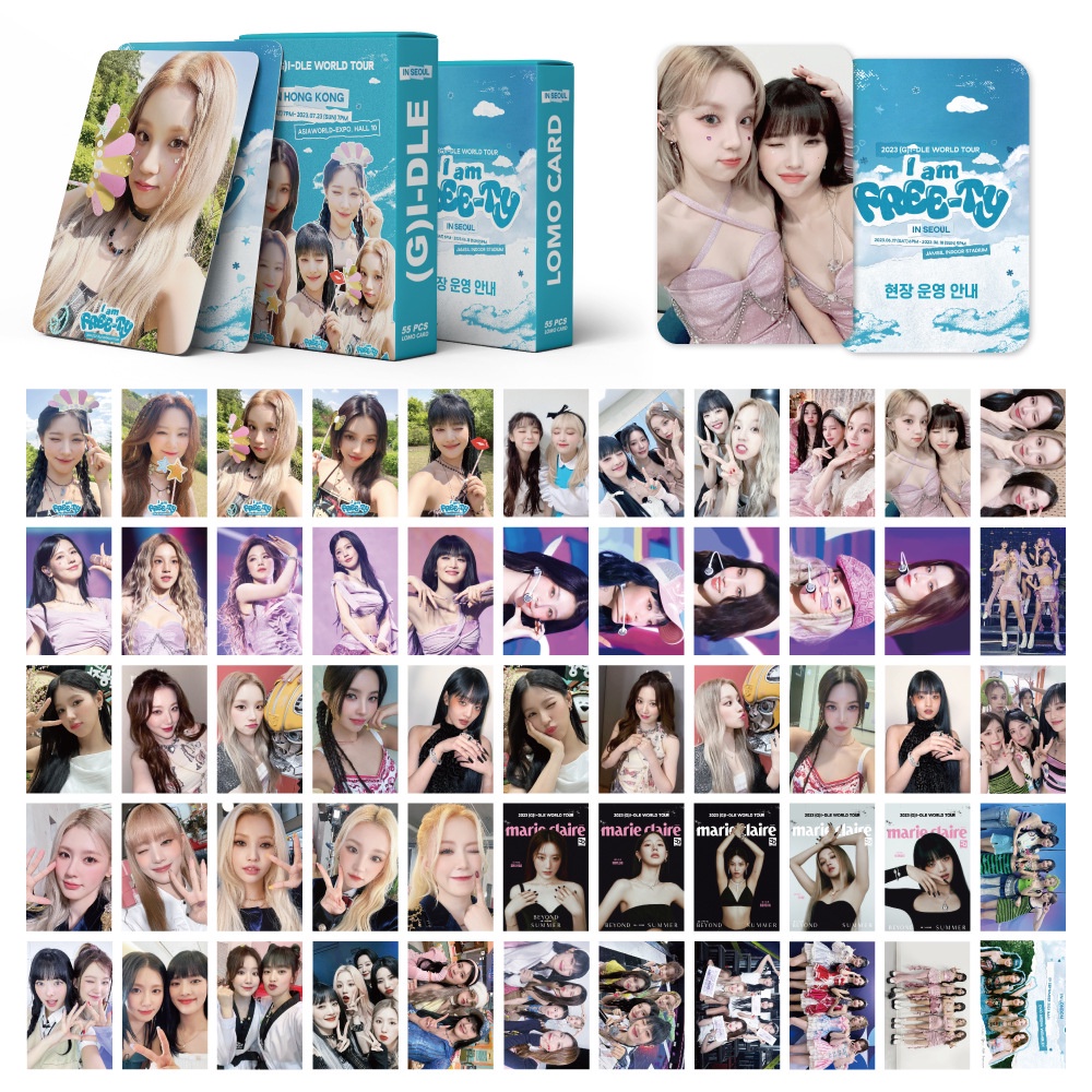 55pcs /box (G)I-DLE I am FREE-TY World Concert Photocards GIDLE Album I FEEL Lomo Kartu Koleksi Kpop Postcards