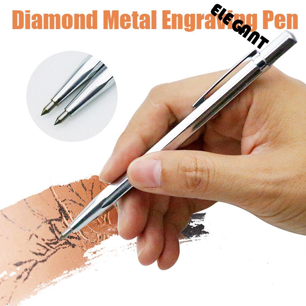 【 ELEGANT 】 Pena Ukiran Portabel Tungsten Steel Engraver Untuk Kaca Keramik Logam Kuarsa Ukiran Menandai Etsa Pen