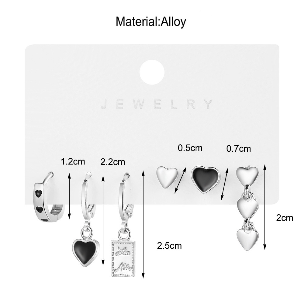 6pcs /Set Tindik Untuk Telinga Asimetris Menjuntai Anting Simple INS Gaya Telinga Perhiasan Aksesoris Pesta Tidak Teratur Untuk Wanita Cinta Hati Lingkaran Stud Earrings Bentuk Geometris Y2K