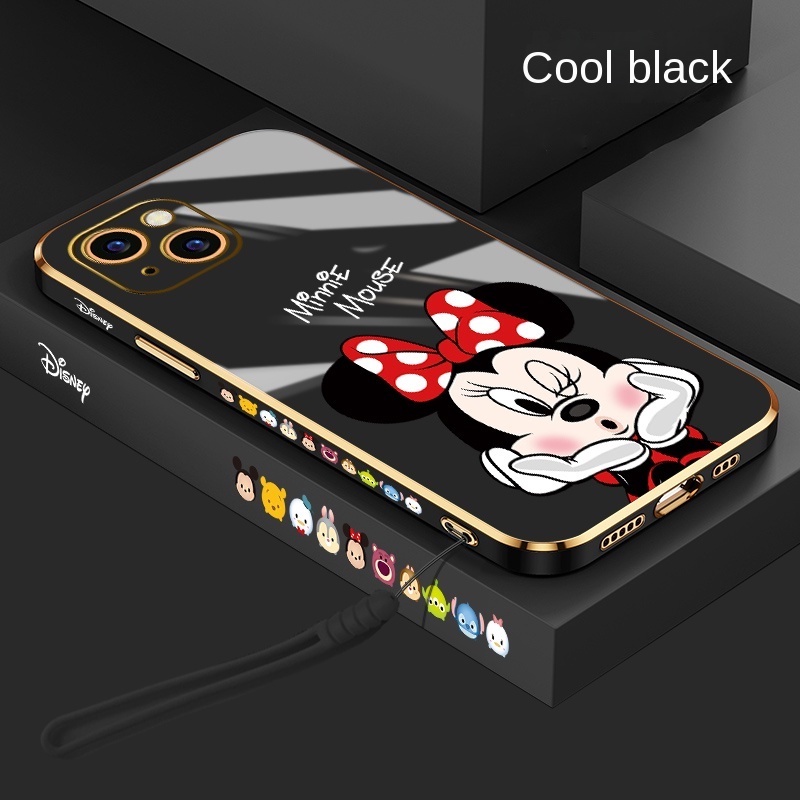 Electroplating Phone Case for HP Infinix Hot 11s NFC 12 12i 12 Play 10 Lite Note 8 11 12 10 Pro Smart 4 4c 5 6 Plus Case Luxury Electroplating Silicone Soft Cover Fashion Cartoon Anime Mickey Mouse Shockproof TPU Square Phone Case Casing