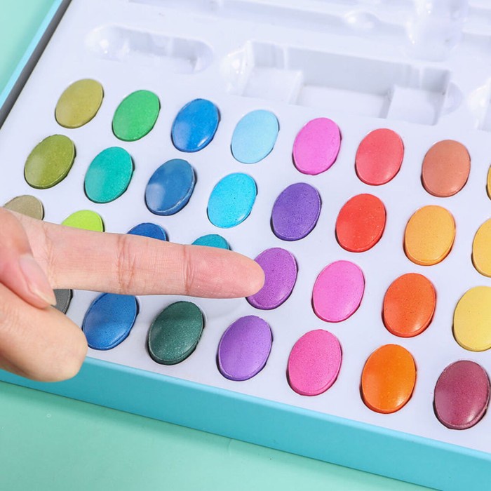 

✨BEST✨ -Cat Air Lukis Anak Watercolor Set Lengkap Kuas Lukis/ Alat Melukis Set - Pinky 36 Warna