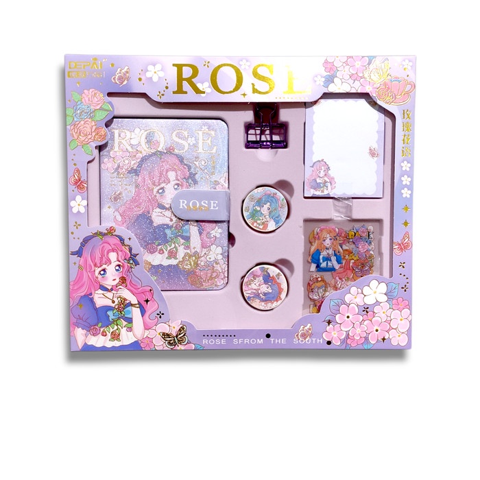 

✨BISA COD✨ -Cute Diary Book Set Kartun Korea Dengan Stiker Estetik DIY - PANDA PINK