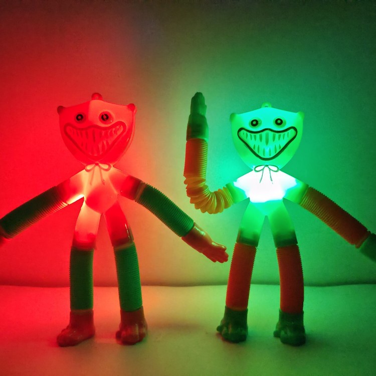 Huggy Wuggy Luminous Pop Tube Fidget Toys Stretch Tube Sensory Toys Bend Build Connect Mainan Untuk Anak Perempuan Laki-Laki