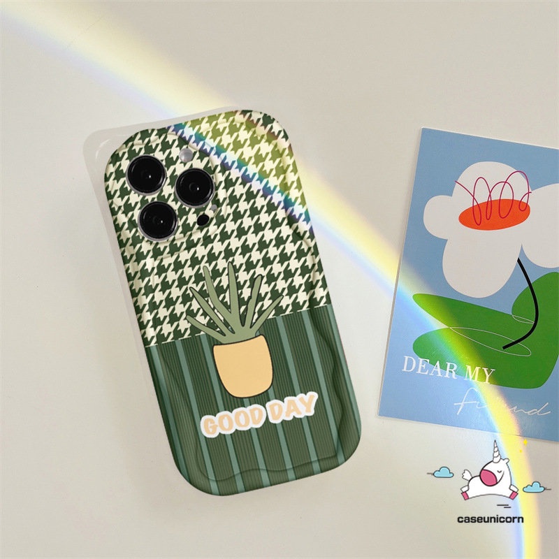 Fashion Casing Ponsel Tepi Melengkung Bergelombang 3D Untuk Infinix Hot12 10 30 8 11 20 9 Bermain Panas 30i 8 9 10Lite Note12 4G 12 G96 Pola Kisi Tanaman Pot Segar Kaktus Lembut Tpu Penutup Belakang