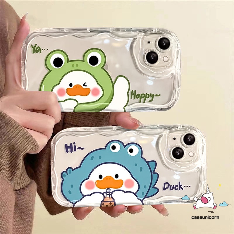 Casing Ponsel Bebek Lucu Kartun Untuk Infinix Hot 10Lite 30i 8 9 Note 12 G96 Hot 10 30 12 11 20 8 9 Main Smart 6Plus 6 7 5pasangan Lucu Transparan 3D Wavy Curved Edge Soft Tpu Cover