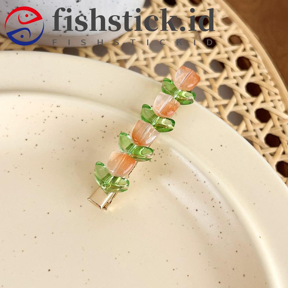 Fishstick Tulip Jepit Rambut Kecil Segar Manis Perhiasan Gadis Kreatif Resin Warna Gradasi Klip Samping