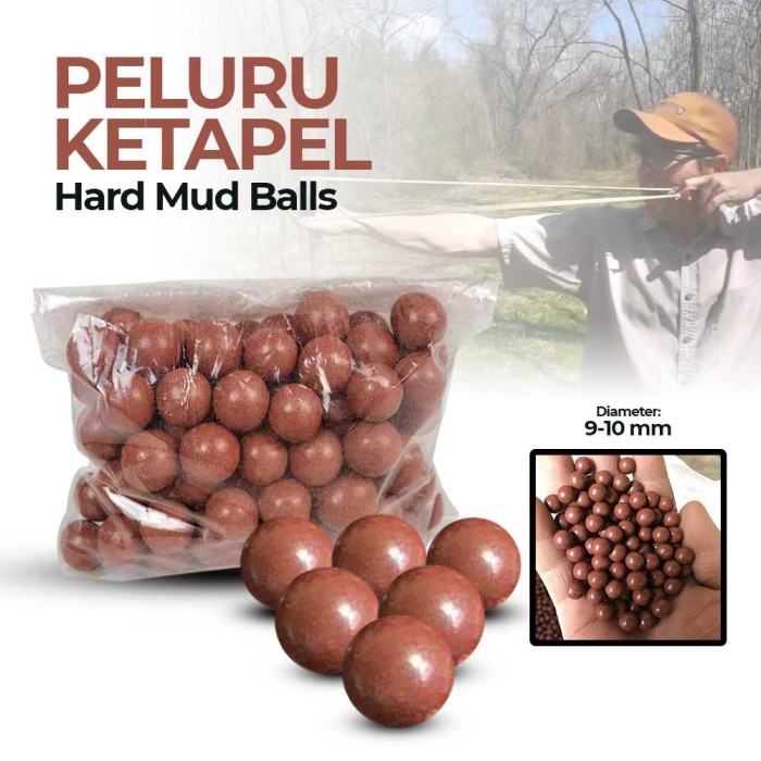 isi 100 Ketapel Slingshot Hard Mud Clay Balls 9-10mm Bahan Tanah Liat