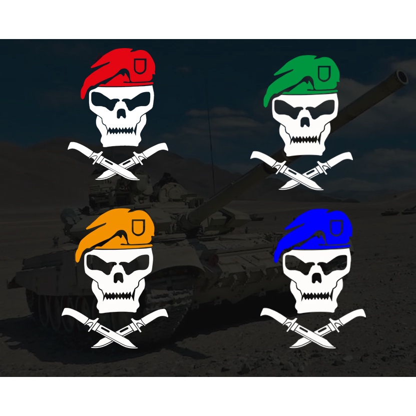 stiker variasi kaca mobil baret tengkorak