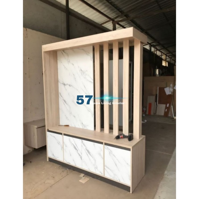 Lemari Partisi Penyekat / Pemisah Ruangan Minimalis Bahan Plywood HPL