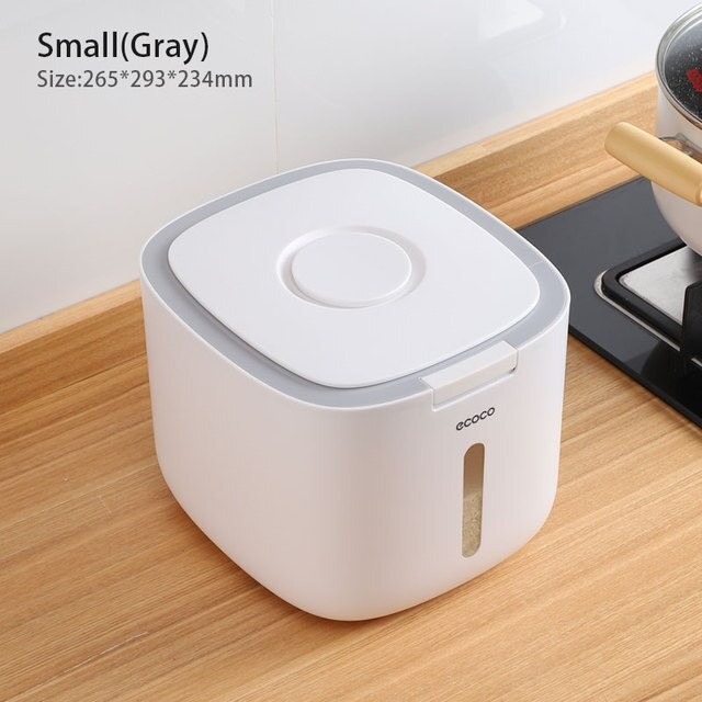 New Ecoco Rice Dispenser Wadah Tempat Simpan Penyimpanan Beras Anti Kutu - 5 KG, Abu-abu