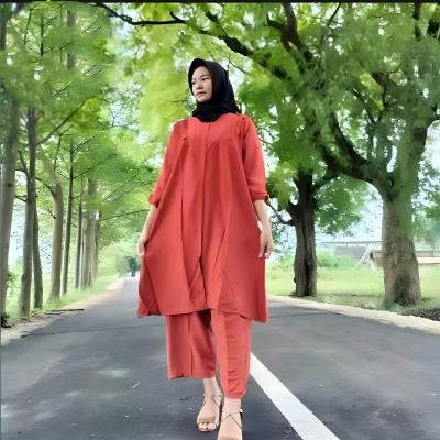 BAHAN LINEN ONE SET TUNIK TERBARU 2023 SETELAN TUNIK CELANA