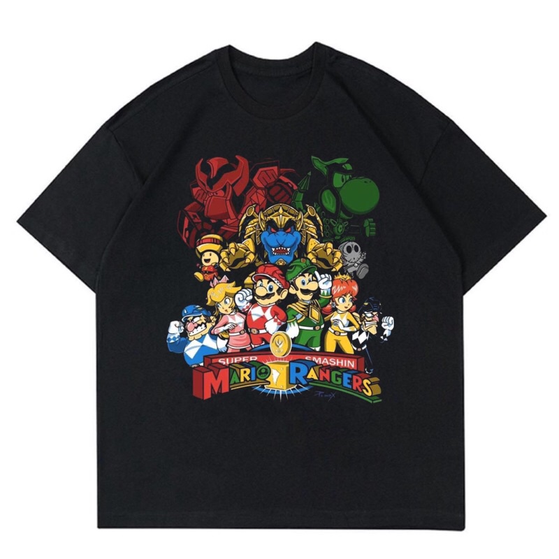 KAOS BAJU SUPER MARIO - SMASHIN RANGERS | T-SHIRT SUPER MARIO SMASHIN RANGERS OVERSIZE | BAJU SUPER 
