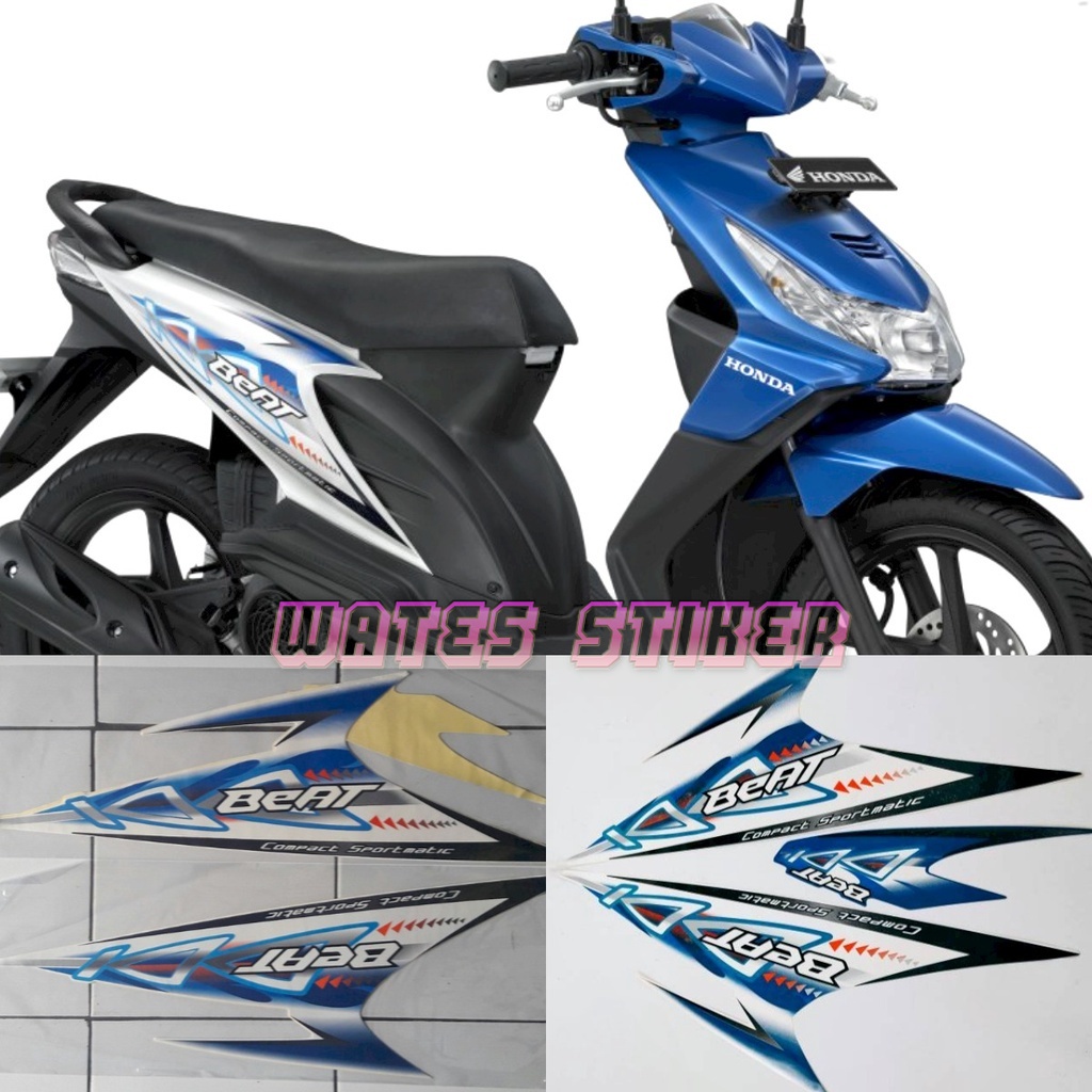 Striping Decal Polet Sticker honda beat karbu 2011 2012 biru list putih list body standar
