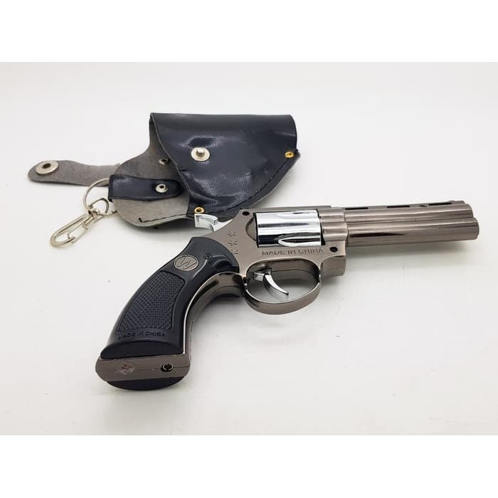 KOREK API MODEL PISTOL UKURAN KECIL FULL BESI METAL FREE SARUNG FULL BLACK MANCIS UNIK - BANDA NEI