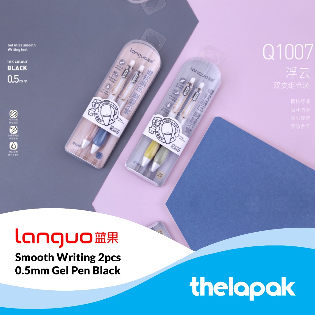 

Pulpen Gel 0.5mm Set 2pcs Languo Smooth Writing Pen Tinta Hitam