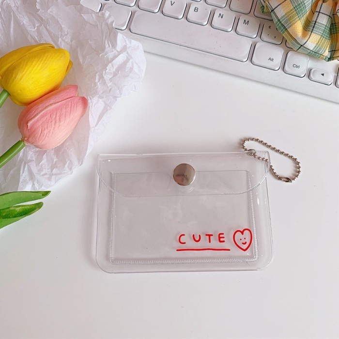 

cute korean style transparent wallet card holder bling dompet kartu import murah