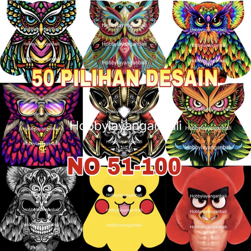 kain Layangan celepuk bali ukuran lebar 1,5 meter burung hantu gambar digital print ukuran lebar 1,5
