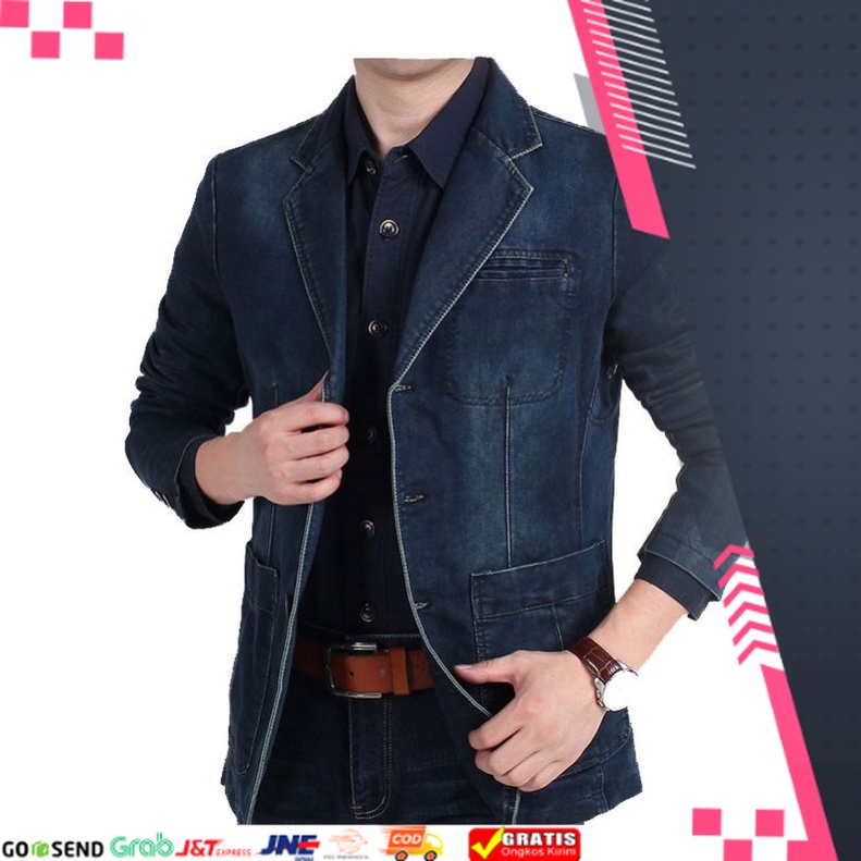 JAKET FORMAL KEREN NYAMAN DESAIN NEW /Jaket Pria levis Blazer Kasual Jaket Pria Denim Saku Ramping M