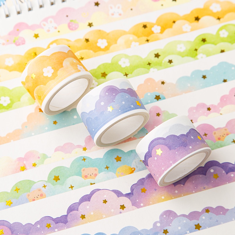 

Washi Tape/Washi Tape Awan Kartun Pola Stiker Cocok untuk DIY Scrapbook Dekorasi (1 Roll 3 Meter)