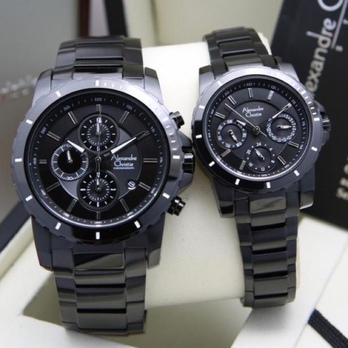 MurMer COD Jam Tangan Couple Alexandre Christie 6141 AC6141 AC 6141 [[ORIGINAL]] - Full Black