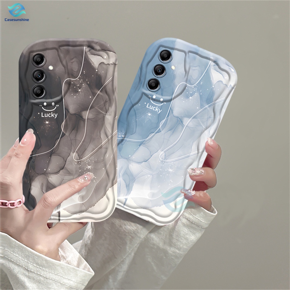 	 Casing hp Samsung A05S A05 A24 A14 A13 A04e A04 A04s A10s A20s A30s A21s A12 A02s A32 A03 A51 A23 A50s A52s A50 A03s A52 A11 A20 M11 M12 Black and Blue Oil Painting 3D Soft Wave Edge TPU Phone Case Cover SUNSHINE	