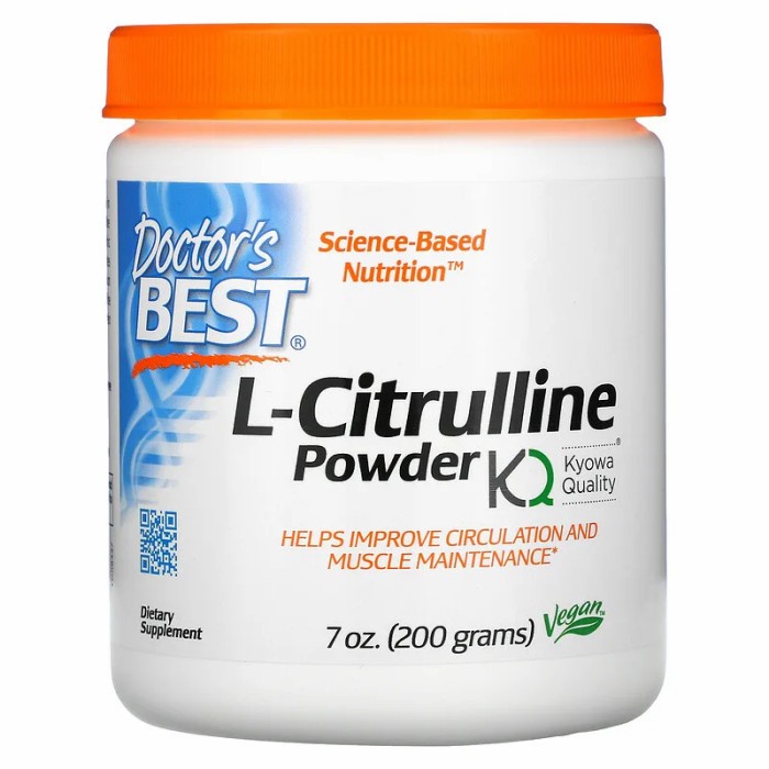 L-Citrulline Doctor's Best L Citrulline Powder 200 g fitnes sirkulasi darah pump otot USA