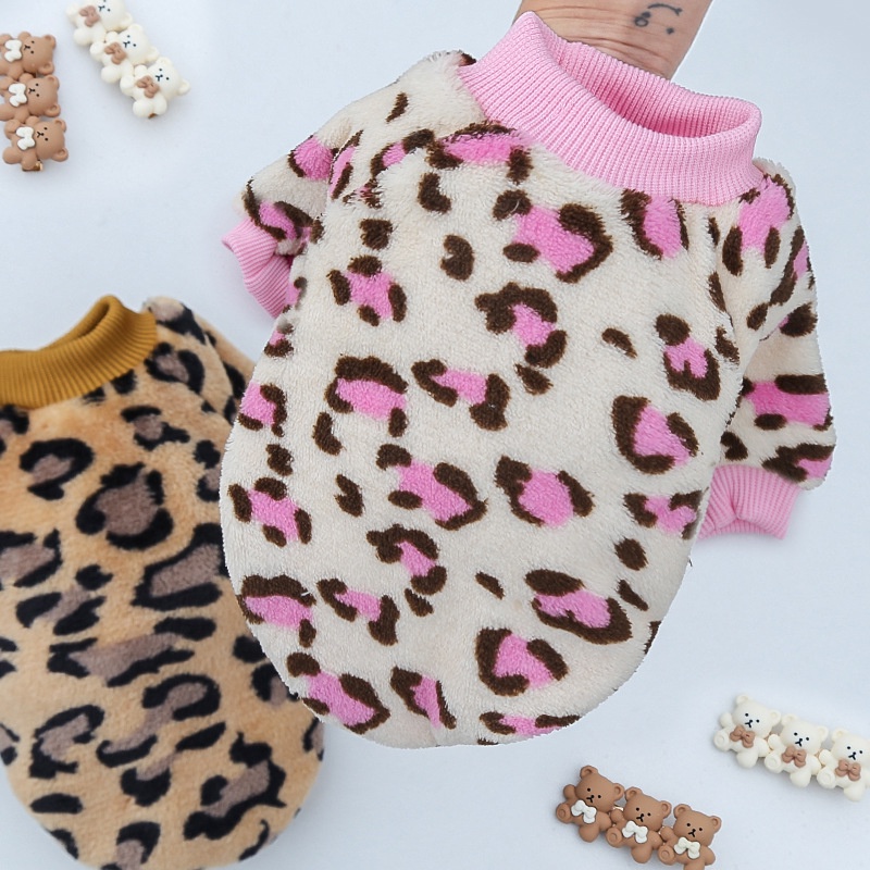 Piyama Hangat fashion Musim Gugur Dan Musim Dingin Motif Leopard Pakaian Kucing/Anjing Peliharaan