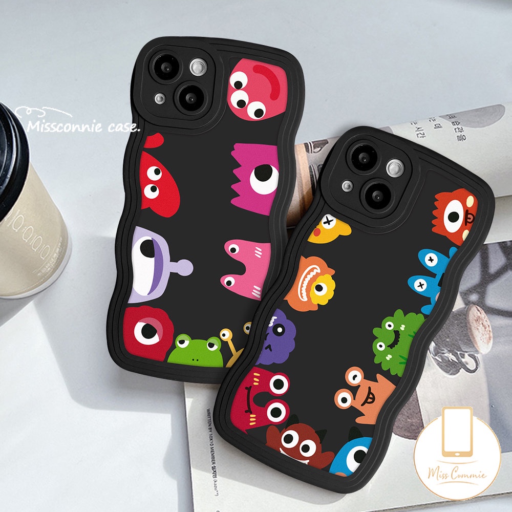 Infinix Hot 11 10T 10 9 8 Play 12 Pro Hot 10s 11s NFC 10Lite 11s 12i 20 20s Smart5 4 6 Plus Note8 12 G96 10Pro 12Pro 12 2023 Kartun Lucu Monster Kecil Wavy Edge Soft Phone Sarung