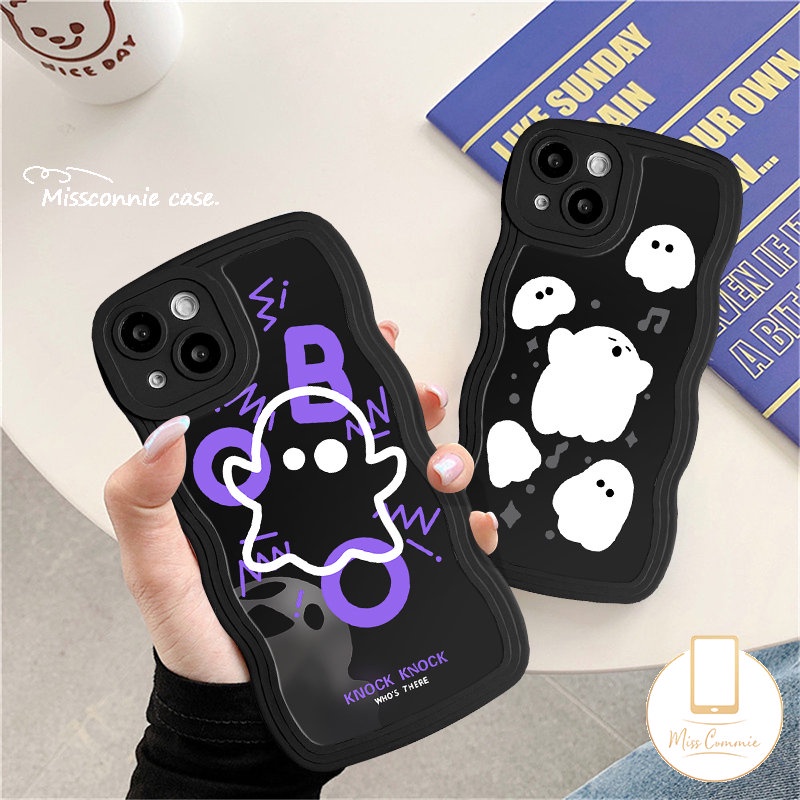 Infinix Hot11 10 9 12 Main 11s 20s 10T 20 8 10Lite 12i Smart5 4 6 Plus Note12 12Pro 12 G96 8 10Pro Hot 10s 11s Kartun Hantu Little Monster Wavy Edge Soft Wavy Edge Case