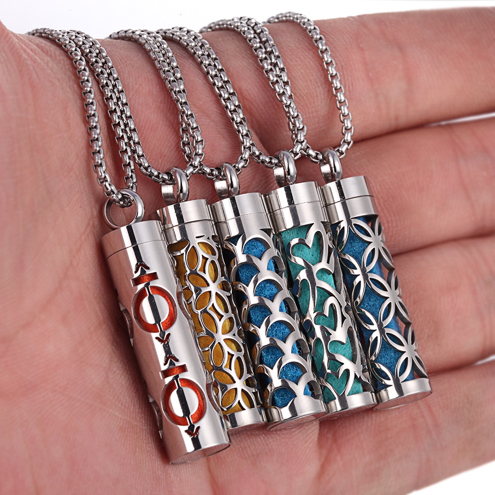 Kalung diffuser Liontin Silinder essential oil /parfum aromaterapi