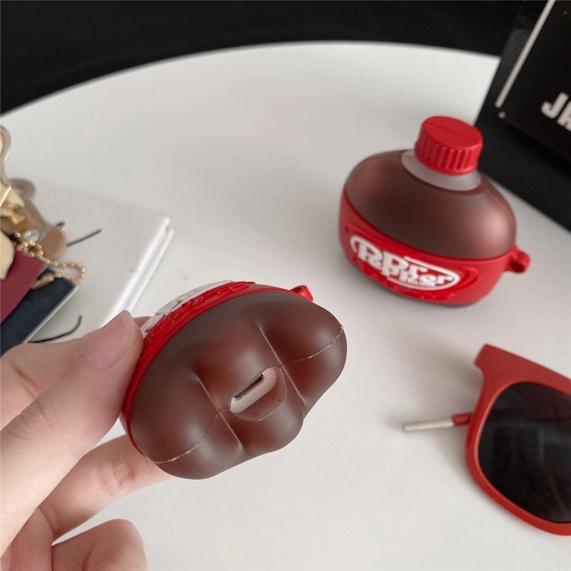 3d Cola Botol Minum Berbentuk Silikon Shockproof Bluetooth Earphone Case Cover Untuk Airpods1 2 Pro I12 i13 Inpods 12 13 Pro TWS Pelindung Dengan Kait