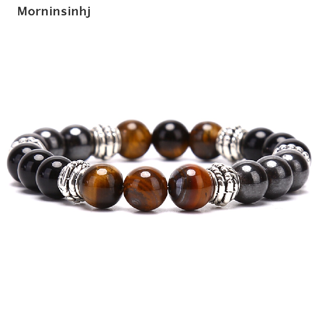 Mornin Gelang Manik Batu Alam Tiger Eye Magic Hematite Obsidian Bangle Wanita id