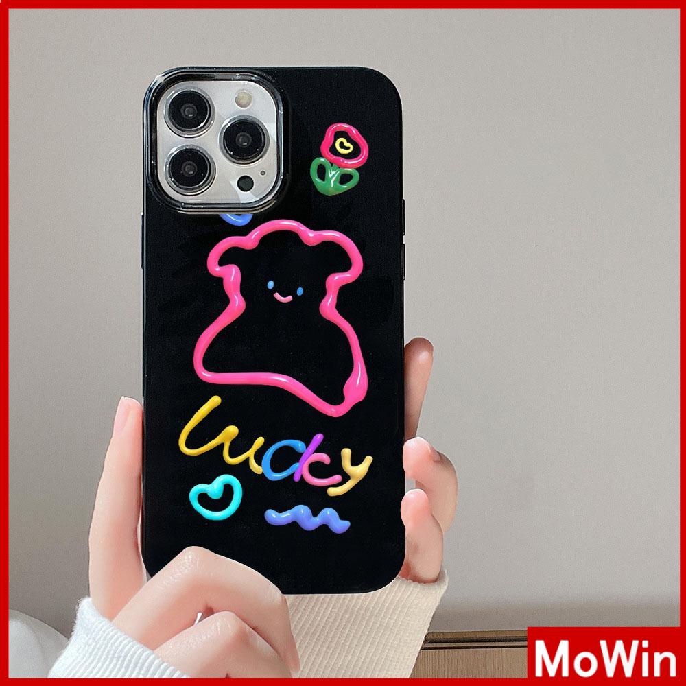 For iPhone 14 Pro Max iPhone Case Black Glossy TPU Soft Case Shockproof Protection Camera Cute Lucky Puppy Compatible with iPhone 13 Pro max 12 Pro Max 11 xr xs max 7Plus 8Plus